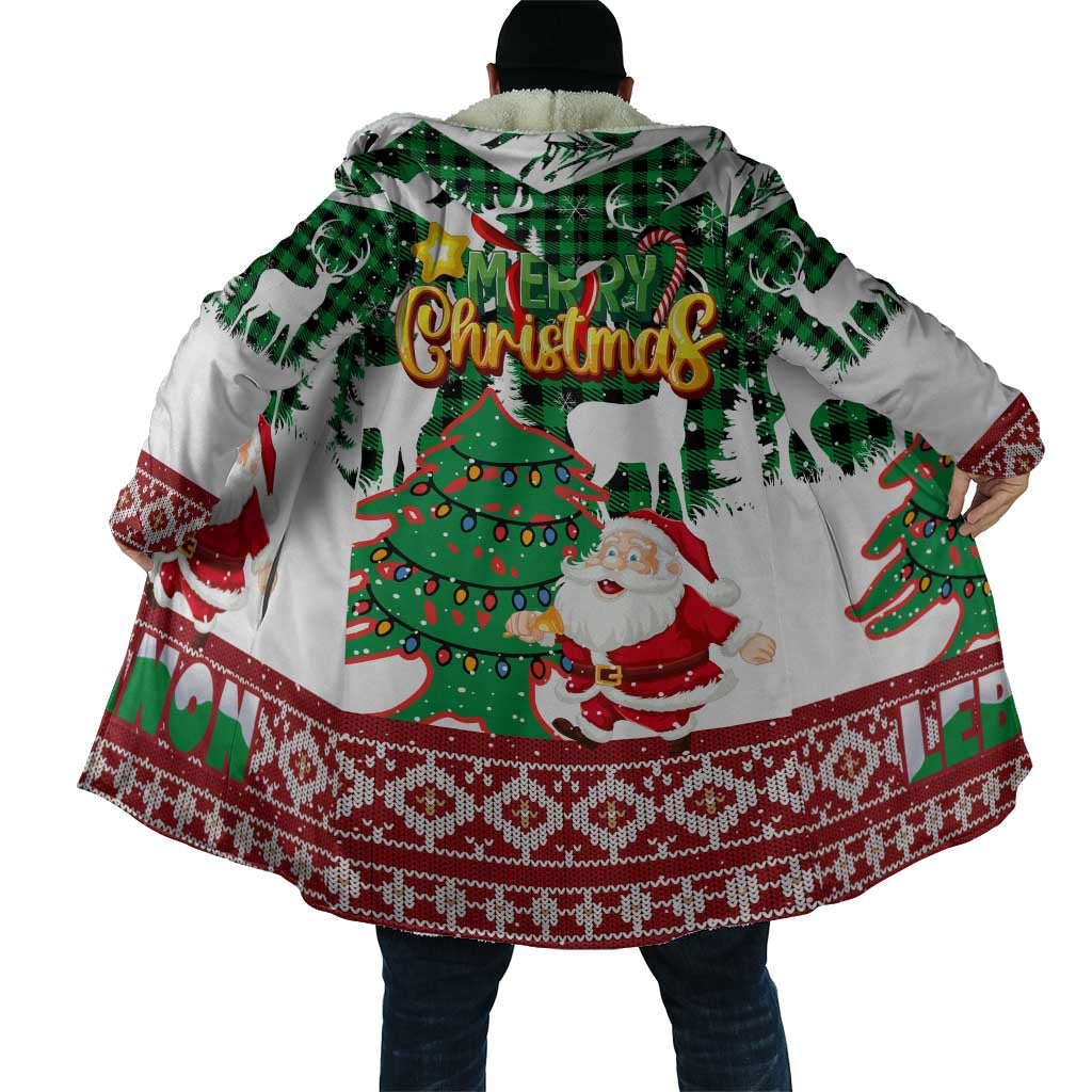 Lebanon Christmas Cloak with Santa Claus Reindeer Trees and Festive Knit Pattern - Wonder Print Shop