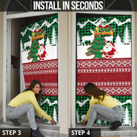 Lebanon Christmas Door Cover with Santa Claus Reindeer Trees and Festive Knit Pattern - Wonder Print Shop