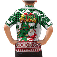 Lebanon Christmas Family Matching Mermaid Dress and Hawaiian Shirt with Santa Claus Reindeer Trees and Festive Knit Pattern - Wonder Print Shop