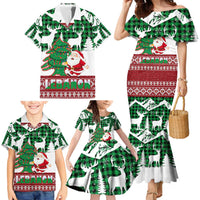 Lebanon Christmas Family Matching Mermaid Dress and Hawaiian Shirt with Santa Claus Reindeer Trees and Festive Knit Pattern - Wonder Print Shop