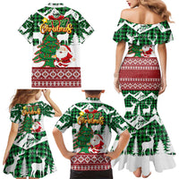 Lebanon Christmas Family Matching Mermaid Dress and Hawaiian Shirt with Santa Claus Reindeer Trees and Festive Knit Pattern - Wonder Print Shop