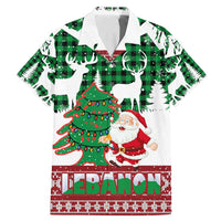 Lebanon Christmas Family Matching Mermaid Dress and Hawaiian Shirt with Santa Claus Reindeer Trees and Festive Knit Pattern - Wonder Print Shop