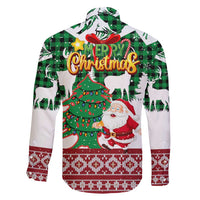 Lebanon Christmas Family Matching Off Shoulder Maxi Dress and Hawaiian Shirt with Santa Claus Reindeer Trees and Festive Knit Pattern - Wonder Print Shop