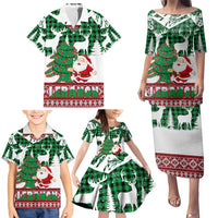 Lebanon Christmas Family Matching Puletasi and Hawaiian Shirt with Santa Claus Reindeer Trees and Festive Knit Pattern - Wonder Print Shop