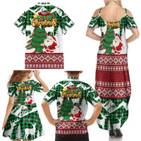 Lebanon Christmas Family Matching Summer Maxi Dress and Hawaiian Shirt with Santa Claus Reindeer Trees and Festive Knit Pattern - Wonder Print Shop