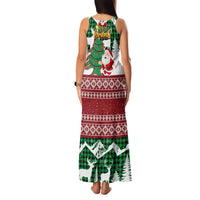 Lebanon Christmas Family Matching Tank Maxi Dress and Hawaiian Shirt with Santa Claus Reindeer Trees and Festive Knit Pattern - Wonder Print Shop