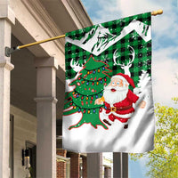 Lebanon Christmas Garden Flag with Santa Claus Reindeer Trees and Festive Knit Pattern - Wonder Print Shop