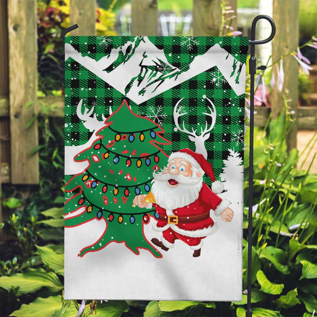 Lebanon Christmas Garden Flag with Santa Claus Reindeer Trees and Festive Knit Pattern - Wonder Print Shop
