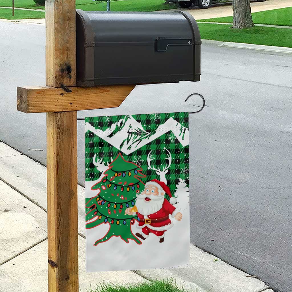 Lebanon Christmas Garden Flag with Santa Claus Reindeer Trees and Festive Knit Pattern - Wonder Print Shop