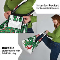 Lebanon Christmas Grocery Bag with Santa Claus Reindeer Trees and Festive Knit Pattern - Wonder Print Shop