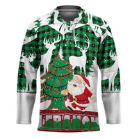 Lebanon Christmas Hockey Jersey with Santa Claus Reindeer Trees and Festive Knit Pattern - Wonder Print Shop