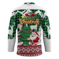 Lebanon Christmas Hockey Jersey with Santa Claus Reindeer Trees and Festive Knit Pattern - Wonder Print Shop
