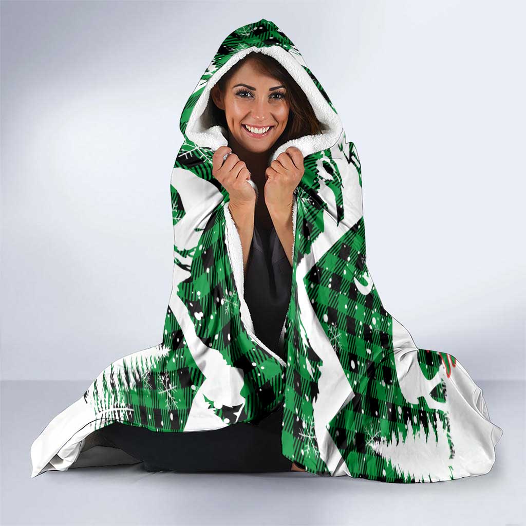 Lebanon Christmas Hooded Blanket with Santa Claus Reindeer Trees and Festive Knit Pattern - Wonder Print Shop