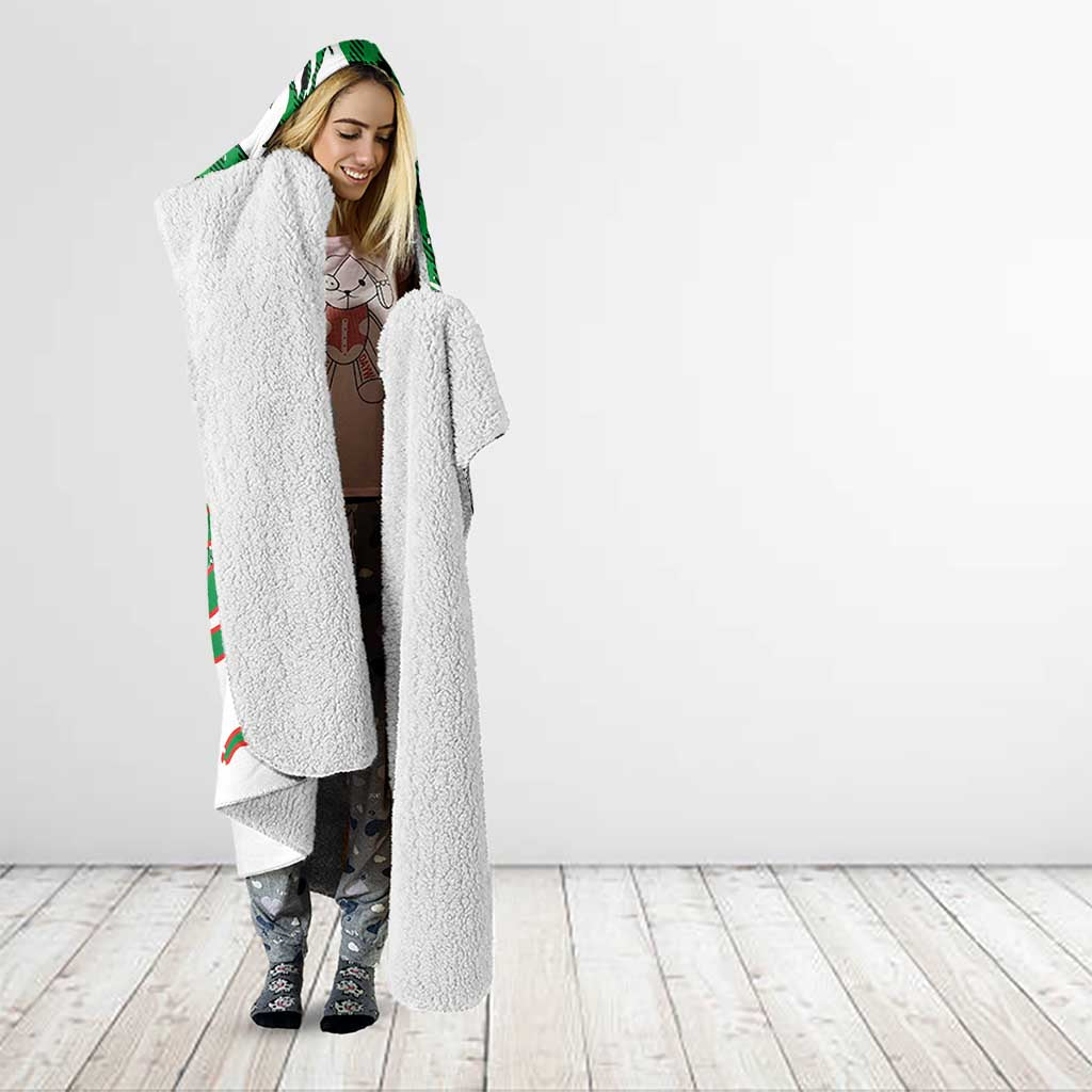 Lebanon Christmas Hooded Blanket with Santa Claus Reindeer Trees and Festive Knit Pattern - Wonder Print Shop