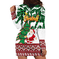 Lebanon Christmas Hoodie Dress with Santa Claus Reindeer Trees and Festive Knit Pattern - Wonder Print Shop
