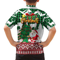 Lebanon Christmas Kid Hawaiian Shirt with Santa Claus Reindeer Trees and Festive Knit Pattern - Wonder Print Shop