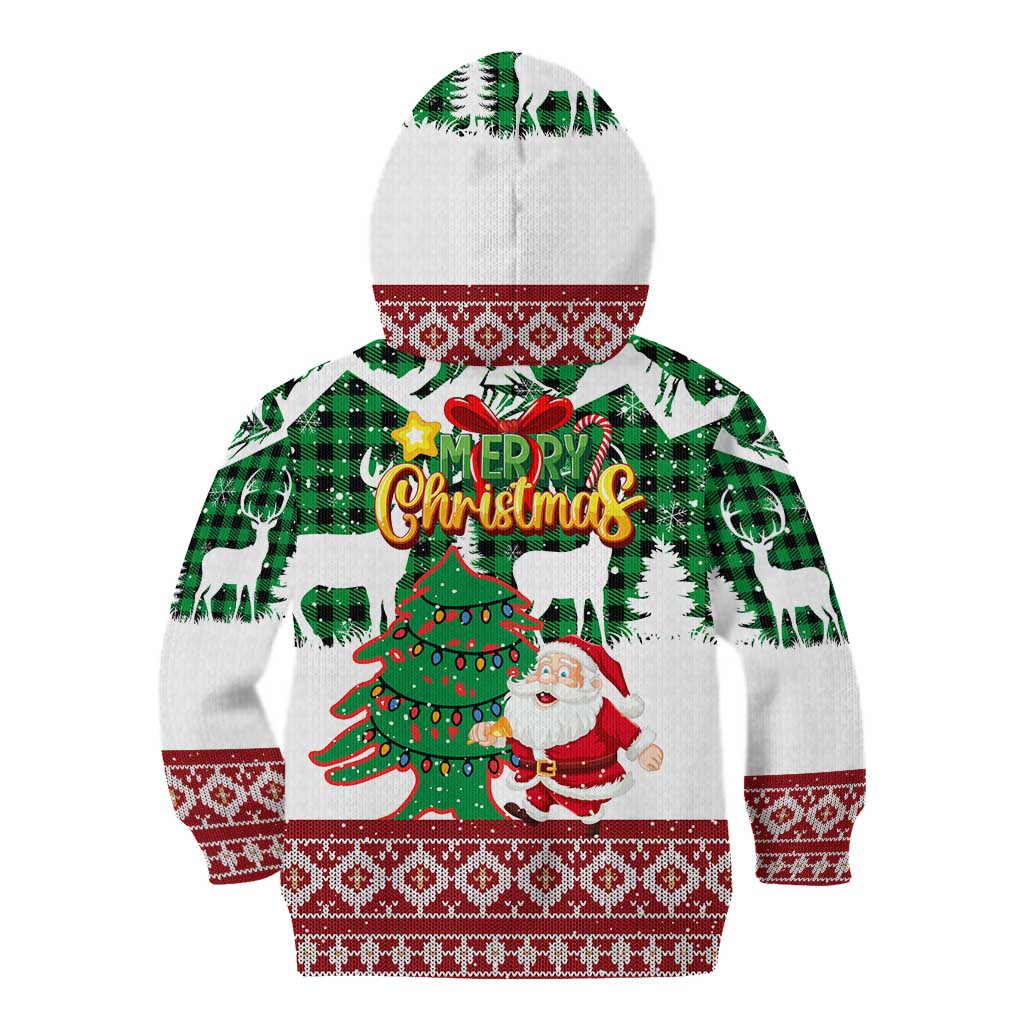 Lebanon Christmas Kid Hoodie with Santa Claus Reindeer Trees and Festive Knit Pattern - Wonder Print Shop