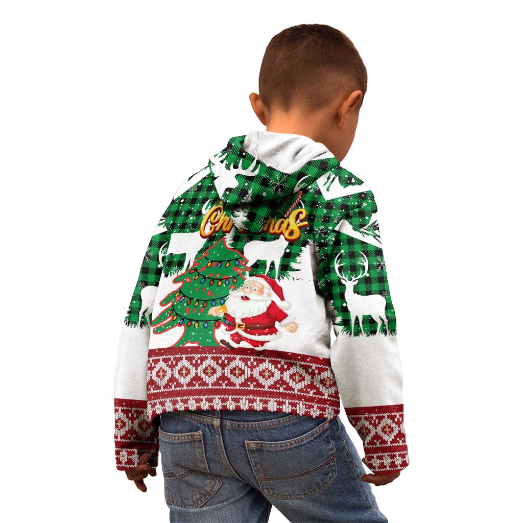 Lebanon Christmas Kid Hoodie with Santa Claus Reindeer Trees and Festive Knit Pattern - Wonder Print Shop