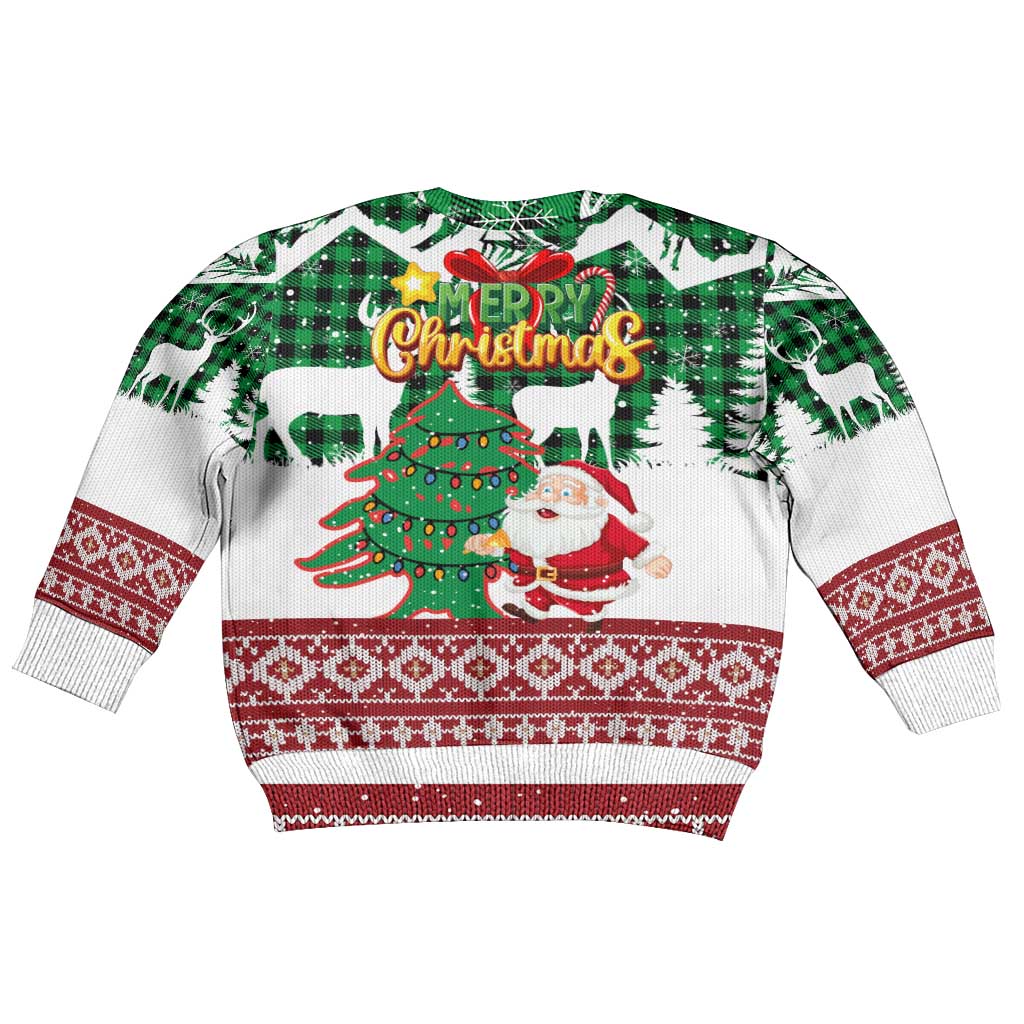 Lebanon Christmas Kid Ugly Christmas Sweater with Santa Claus Reindeer Trees and Festive Knit Pattern - Wonder Print Shop