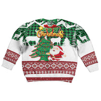 Lebanon Christmas Kid Ugly Christmas Sweater with Santa Claus Reindeer Trees and Festive Knit Pattern - Wonder Print Shop