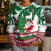 Lebanon Christmas Kid Ugly Christmas Sweater with Santa Claus Reindeer Trees and Festive Knit Pattern - Wonder Print Shop