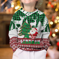 Lebanon Christmas Kid Ugly Christmas Sweater with Santa Claus Reindeer Trees and Festive Knit Pattern - Wonder Print Shop