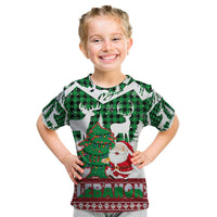 Lebanon Christmas Kid T Shirt with Santa Claus Reindeer Trees and Festive Knit Pattern - Wonder Print Shop