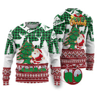 Lebanon Christmas Ugly Christmas Sweater with Santa Claus Reindeer Trees and Festive Knit Pattern - Wonder Print Shop
