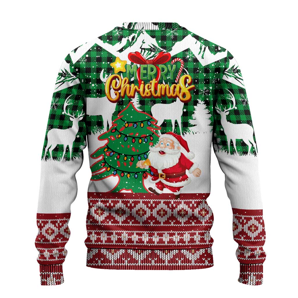 Lebanon Christmas Ugly Christmas Sweater with Santa Claus Reindeer Trees and Festive Knit Pattern - Wonder Print Shop