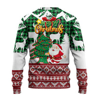 Lebanon Christmas Ugly Christmas Sweater with Santa Claus Reindeer Trees and Festive Knit Pattern - Wonder Print Shop