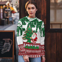 Lebanon Christmas Ugly Christmas Sweater with Santa Claus Reindeer Trees and Festive Knit Pattern - Wonder Print Shop