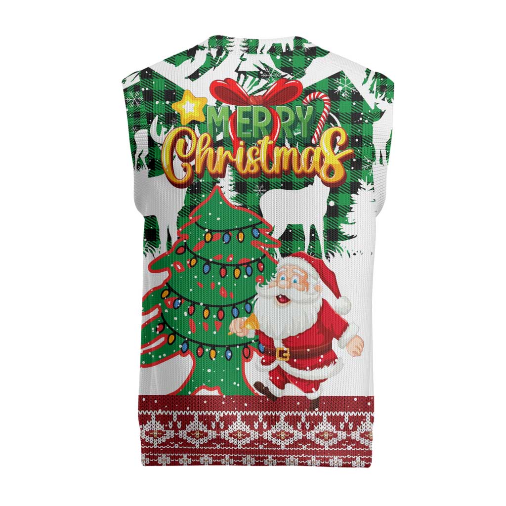 Lebanon Christmas Knitted V-Neck Vest with Santa Claus Reindeer Trees and Festive Knit Pattern - Wonder Print Shop