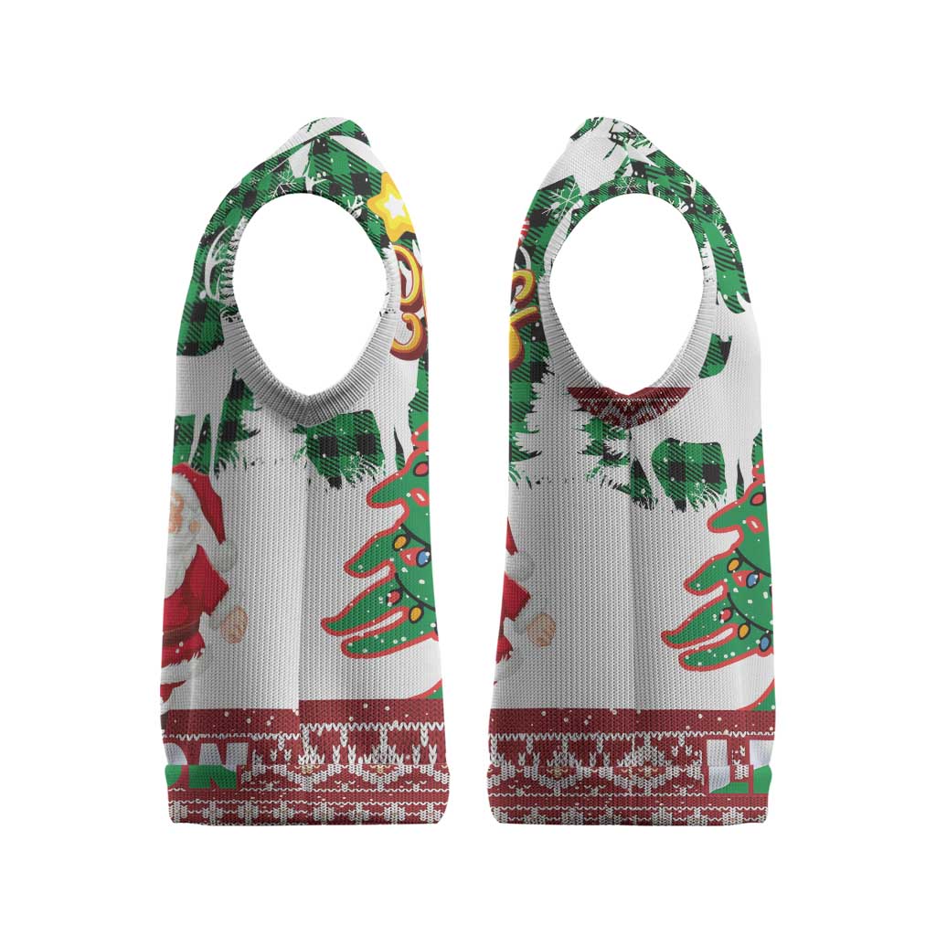 Lebanon Christmas Knitted V-Neck Vest with Santa Claus Reindeer Trees and Festive Knit Pattern - Wonder Print Shop