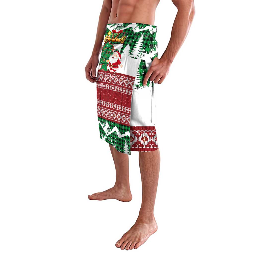 Lebanon Christmas Lavalava with Santa Claus Reindeer Trees and Festive Knit Pattern - Wonder Print Shop