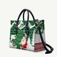 Lebanon Christmas Leather Bag with Santa Claus Reindeer Trees and Festive Knit Pattern - Wonder Print Shop