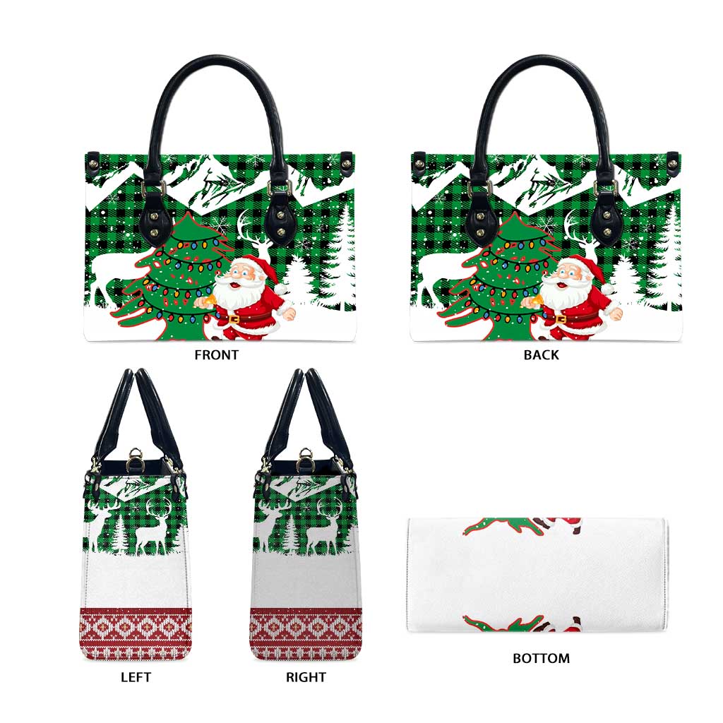 Lebanon Christmas Leather Bag with Santa Claus Reindeer Trees and Festive Knit Pattern - Wonder Print Shop