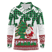 Lebanon Christmas Long Sleeve Polo Shirt with Santa Claus Reindeer Trees and Festive Knit Pattern - Wonder Print Shop