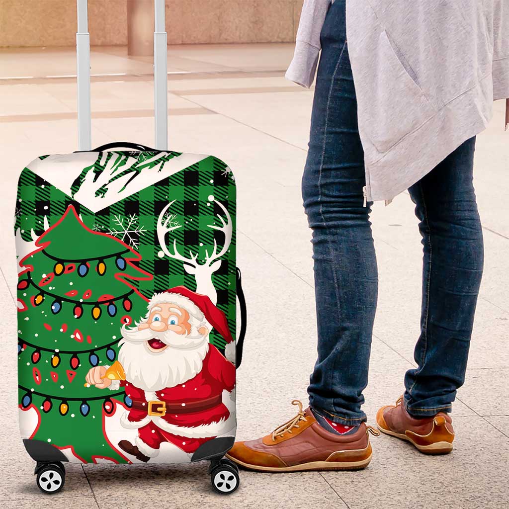 Lebanon Christmas Luggage Cover with Santa Claus Reindeer Trees and Festive Knit Pattern - Wonder Print Shop