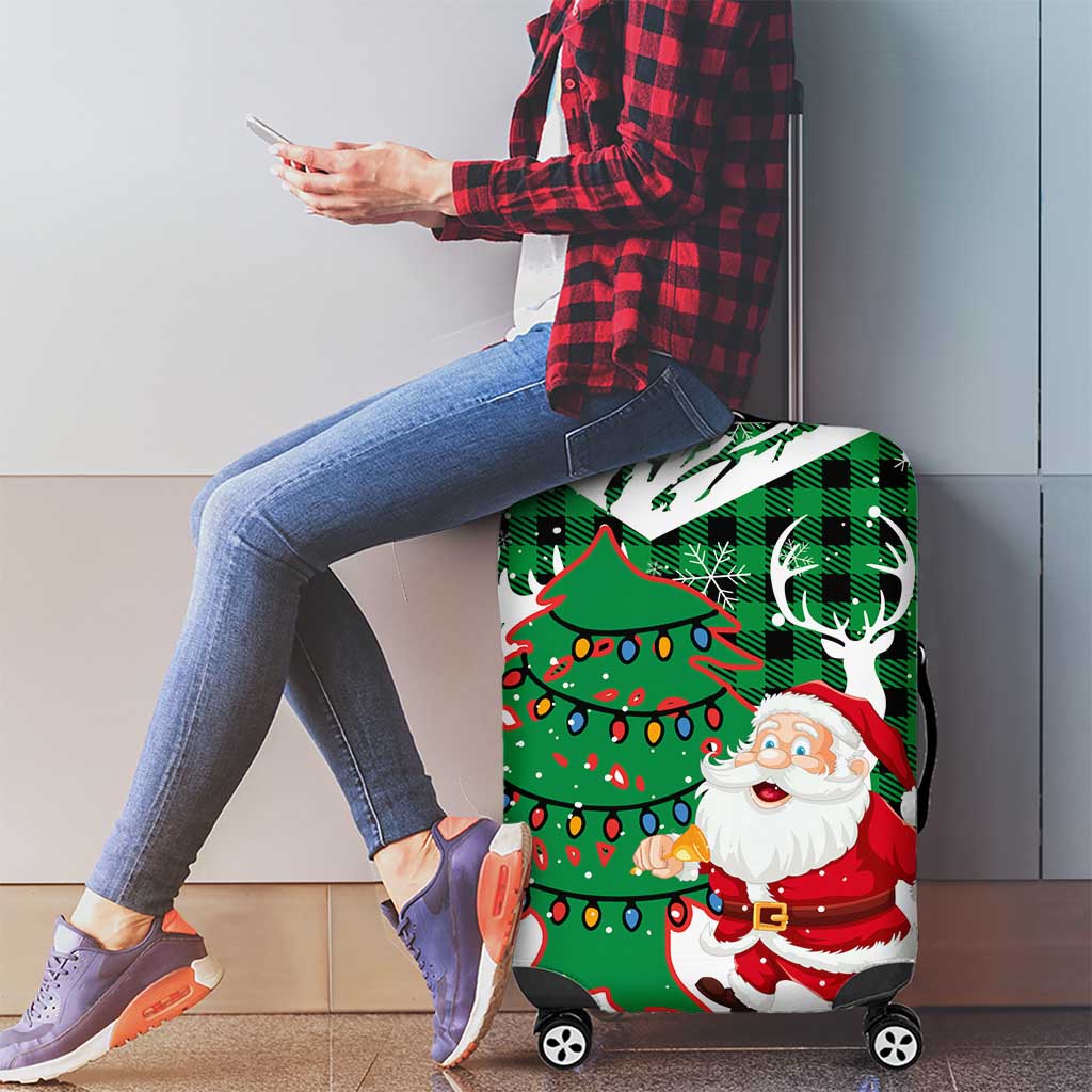 Lebanon Christmas Luggage Cover with Santa Claus Reindeer Trees and Festive Knit Pattern - Wonder Print Shop