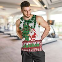Lebanon Christmas Men Tank Top with Santa Claus Reindeer Trees and Festive Knit Pattern - Wonder Print Shop