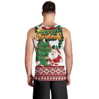 Lebanon Christmas Men Tank Top with Santa Claus Reindeer Trees and Festive Knit Pattern - Wonder Print Shop