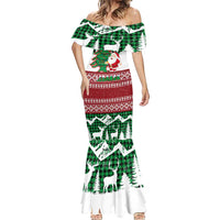 Lebanon Christmas Mermaid Dress with Santa Claus Reindeer Trees and Festive Knit Pattern - Wonder Print Shop