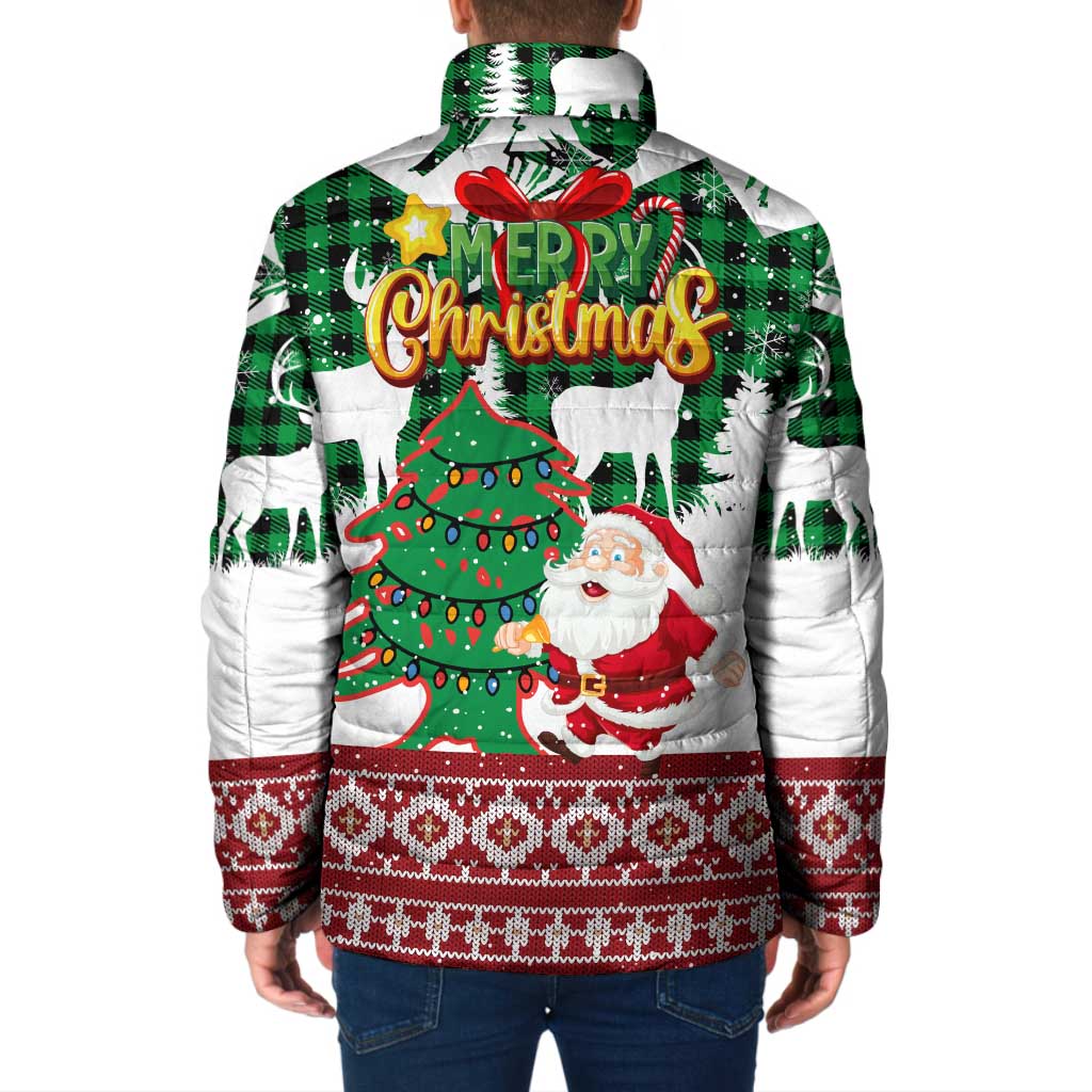 Lebanon Christmas Padded Jacket with Santa Claus Reindeer Trees and Festive Knit Pattern - Wonder Print Shop