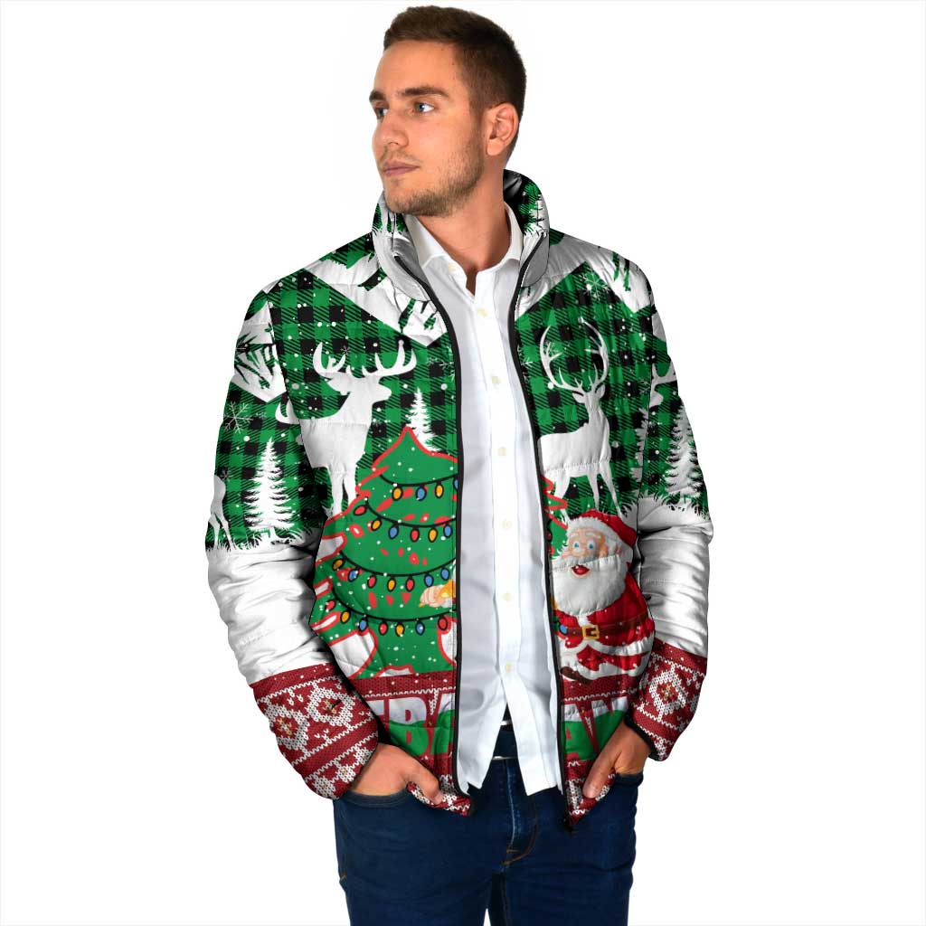 Lebanon Christmas Padded Jacket with Santa Claus Reindeer Trees and Festive Knit Pattern - Wonder Print Shop