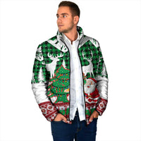 Lebanon Christmas Padded Jacket with Santa Claus Reindeer Trees and Festive Knit Pattern - Wonder Print Shop