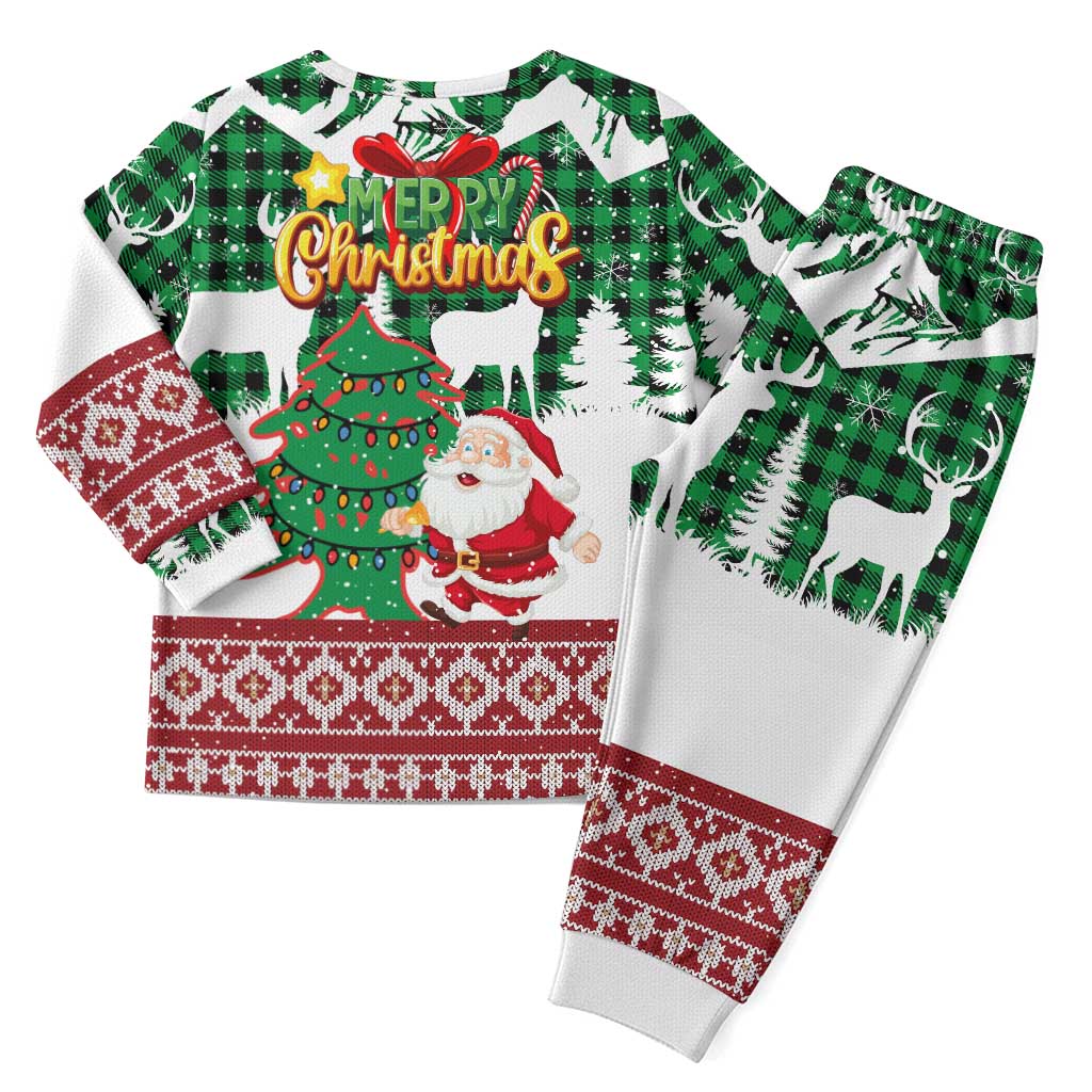 Lebanon Christmas Pajama Set with Santa Claus Reindeer Trees and Festive Knit Pattern - Wonder Print Shop