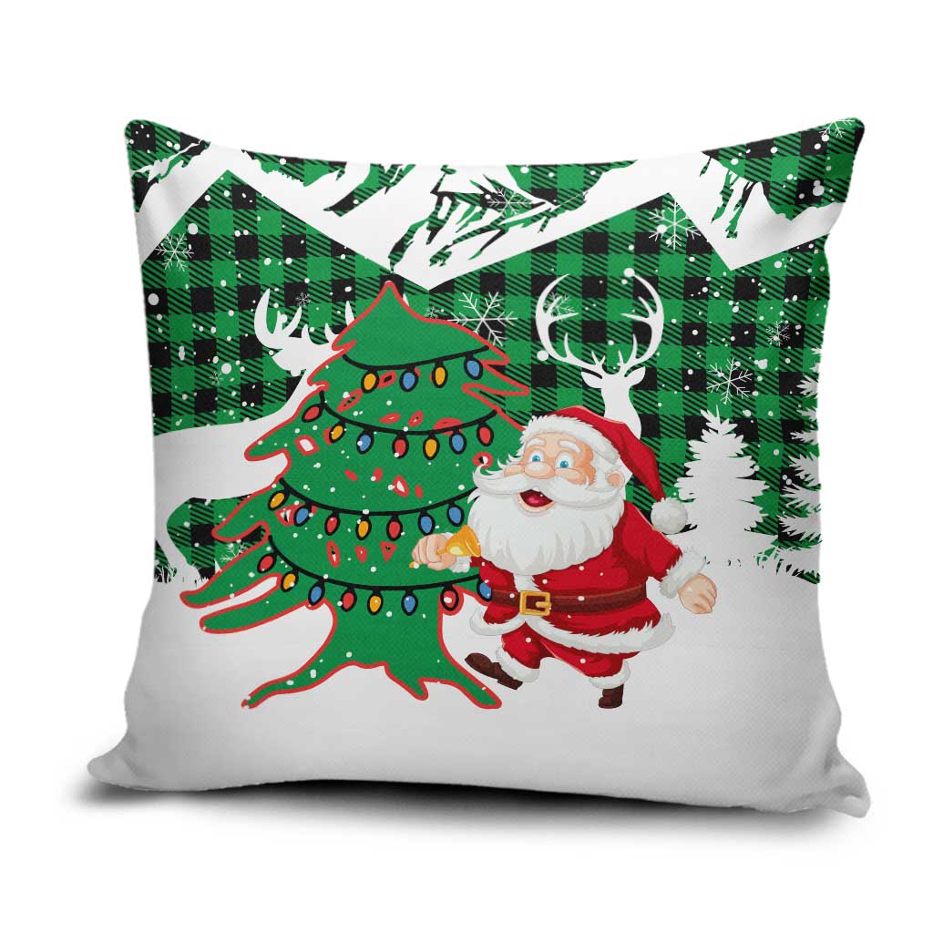 Lebanon Christmas Pillow Cover with Santa Claus Reindeer Trees and Festive Knit Pattern - Wonder Print Shop