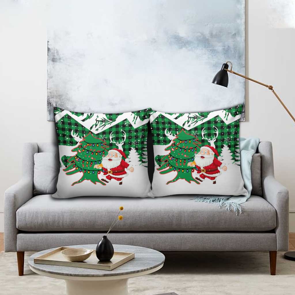 Lebanon Christmas Pillow Cover with Santa Claus Reindeer Trees and Festive Knit Pattern - Wonder Print Shop