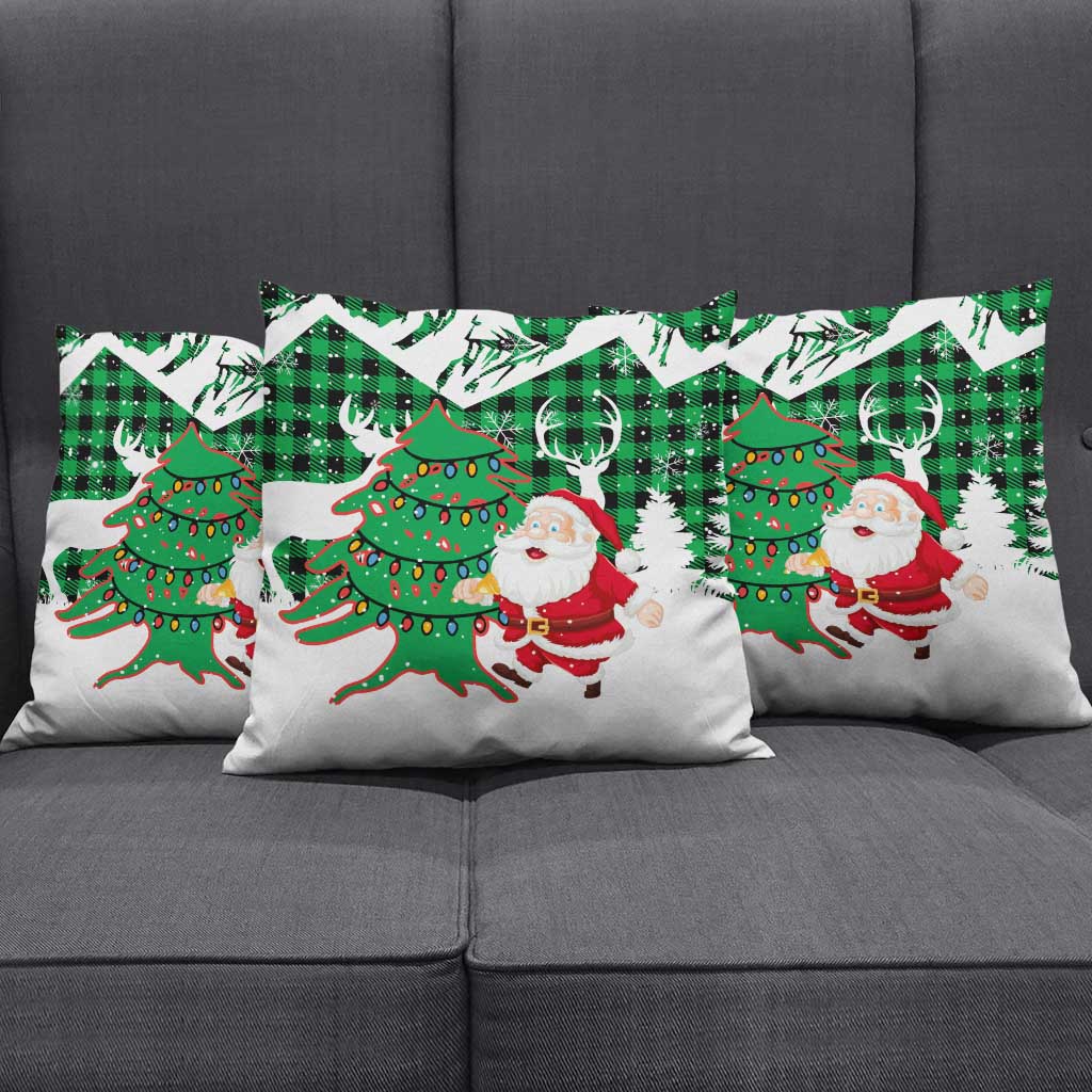 Lebanon Christmas Pillow Cover with Santa Claus Reindeer Trees and Festive Knit Pattern - Wonder Print Shop