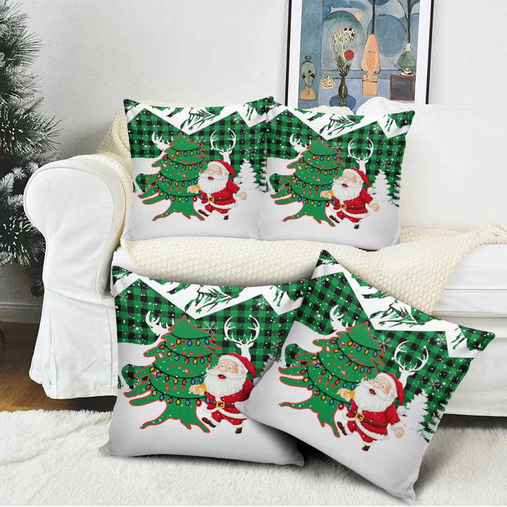 Lebanon Christmas Pillow Cover with Santa Claus Reindeer Trees and Festive Knit Pattern - Wonder Print Shop
